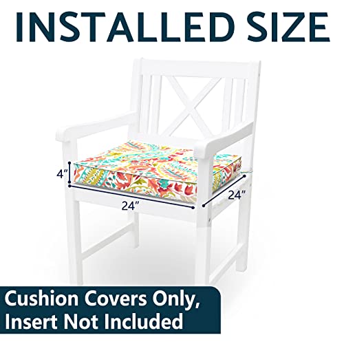 Twlear Outdoor Cushion Covers For Patio Furniture, Patio Cushion Covers Replacement, Water Resistant Chair Cushion Slipcovers, 24" X 24" X 4", 2 Pack, Pretty Paisley (Covers Only) #TOP1