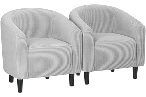 Yaheetech Accent Barrel Chair, Corduroy Fabric Club Chair, Furry Sherpa