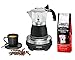 Produktbild ROMMELSBACHER Espresso Geschenkset RK 505/K-Mini Kochplatte, 80 mm Ø, stufenlos regelbar, Original Bialetti Moka Kanne, 90 ml, Brühsystem für Crema-Bildung, inkl. 100 g Moka gemahlen, Schwarz/Silber