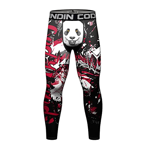 Red Plume Men's Sports Compression Pants Tights Baselayer Workout Cool Dry Long Running Leggings for Cycling Yoga Basketball (Style 2,M)