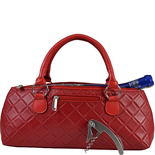 Image of Primeware Wine Clutch Bag (Thermal Insulated) Trendy Women's Carry Tote | Holds Red & White 750mL Bottles | Trendy Fashion | Incl. Portable Waiter-Style Corkscrew