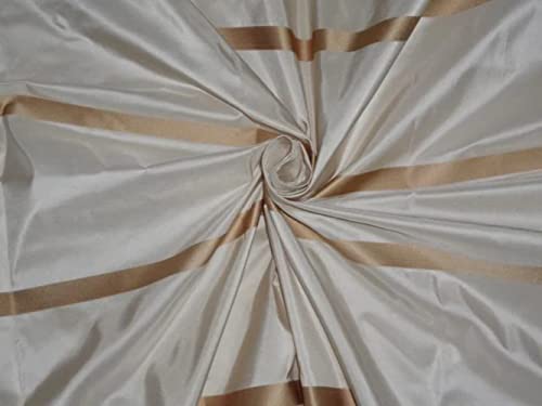 Taffetas de soie crème à rayures pour coudre une robe de mariée ou des rideaux de salon de luxe