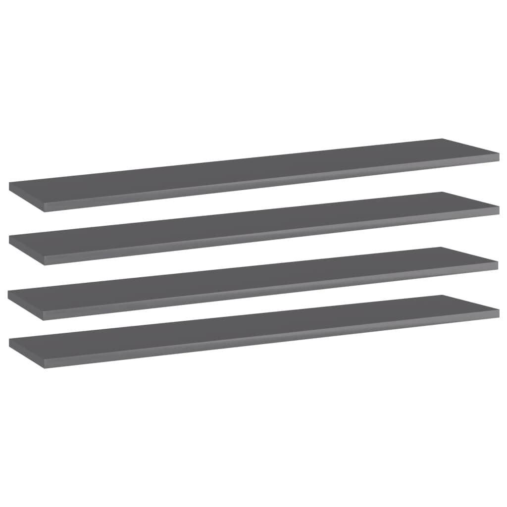 vidaXL 4x Wall Shelf Boards White Bookrack Extra Shelf Shelf Panels Bookcase Panel Fitment Study Room Library High Gloss Grey Engineered Wood — image 1