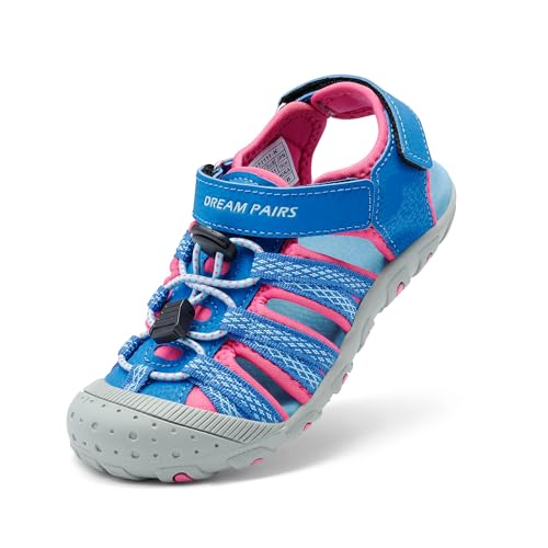 DREAM PAIRS Boys Girls Summer Outdoor Athletic Sport Sandals Hiking Beach Casual Closed Toe Adjustable Multicolor for Toddler/Little/Big Kids 5 Toddler Royal/Fuchsia