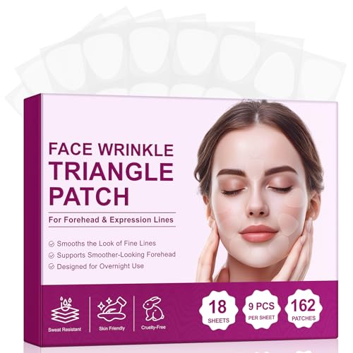162pWrinkle Patches für Gesicht | Zornesfalte Pflaster Über Nacht gegen Stirnfalten und Zornesfalte | Hydrogel Falten Pflaster Gesicht für Glatte Haut | Forehead Wrinkle Patch mit Feuchtigkeitskur