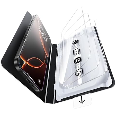 SMARTDEVIL 3 Pack Screen Protector for iPhone 16 Pro Max, Bubble-and-Dust-Free Box, HD Tempered Glass, Military Grade Shatterproof & Ultra Durable, Easy Installation Cover