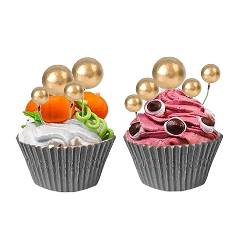 SHOWERORO 20 Piezas de Decoraciones para Tartas con Forma de Bola Inserto para Recogedor de Tartas Dorado para Decoración de Cumpleaños