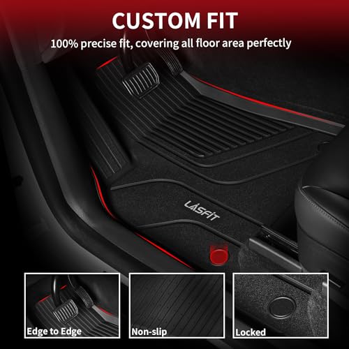 Image of LASFIT Trunk Mats for Tesla Model X & Plaid 6 Seater / 7 Seater 2021-2024 | (Not Fit 5 Seater) 100% TPE All Weather Custom Fit Frunk Mat Sub Trunk Mat Cargo Liners Set Automotive Accessories, 3PC Black