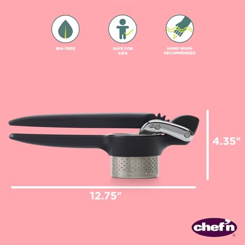 Image of Chef'n Potato Ricer and Vegetable Ricer, Heavy Duty Press and Mash Kitchen Tool, Black