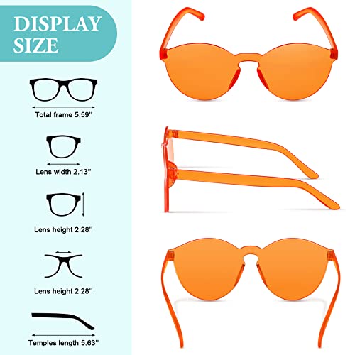 42 Pairs Rimless Round Party Sunglasses Candy Color Fun Sunglasses Colored Tinted Eyewear Colorful Retro Eyeglasses for Women Men, 21 Colors2