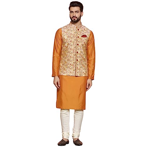 Kurta crème pour homme avec pantalon Churidar et veste imprimée KISAH