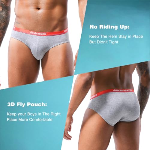 HOOFESAN Mens Modal Microfiber Underwear Briefs Low Rise Support Brief Elastic Waistband Briefs Underpants 4 Pack3