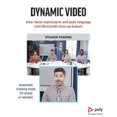 Poly Studio R30 4K Video Conference System - Camera, Mic, and Speaker Bar for Small Rooms - Presenter Tracking, NoiseBlockAI, Framing - Plug & Play - Works w/Teams, Zoom & More