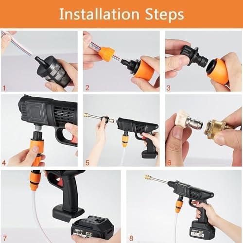 Image of Wireless High Pressure Car Washer & Car Cleaning 48V Rechargeable Electric Pressure Washer Gun Machine Tool for Top Flexible Pressure Washer Hose (Double Battery Gun) (S7)