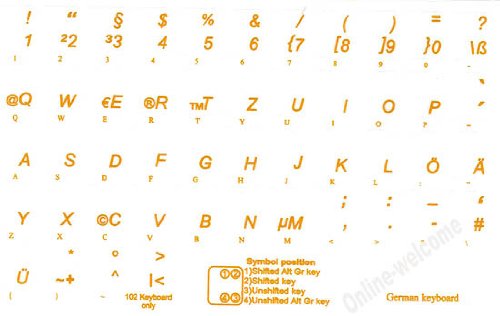 Pegatinas de teclado transparentes alemanas con letras amarillas miniatura 2