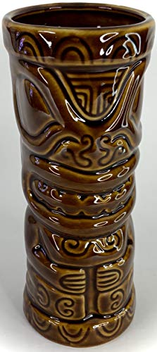 BonCera Tiki Mug Cup - Stoneware Handmade Polynesian Design Vintage Aloha Hawaiian Creative Designs 14oz TM-10
