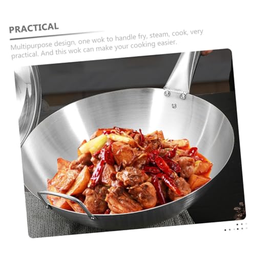 Wok de acero inoxidable Mikikit con mango de madera 12 pulg miniatura 4