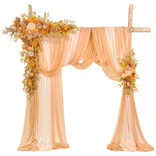 TINGE TIME Wedding Arch Flowers with Drapes Kit, Pack of 5, Wheat Gold