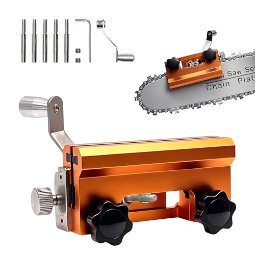 QTG 2026 Upgraded Manual Chainsaw Sharpener - Heavy Duty Chain Grinder with Spring-Loaded Clamp Diamond Grinding Rod Adjustable Sharpening Angle & Depth for Universal Chainsaws