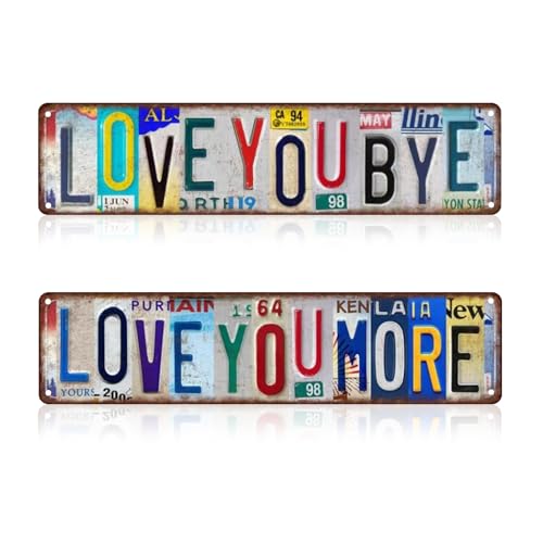 Love You Bye/More Sign Vintage Wall Decor 16 x 4 Inch Aluminum Above Door Art for Home Bar Hallway Entryway Housewarming Gifts to Warm Your Family (multicolored)