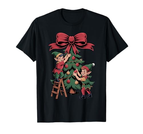 Bonito diseño navideño de Elfos navideños para Decorar árboles Camiseta