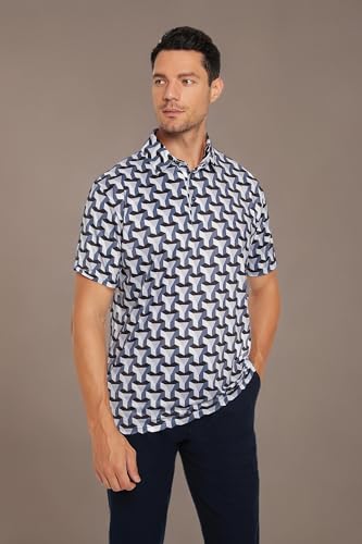 Mempea Camisas de golfe masculinas Dry Fit Performance Print Moisture Wicking Polo de manga curta co