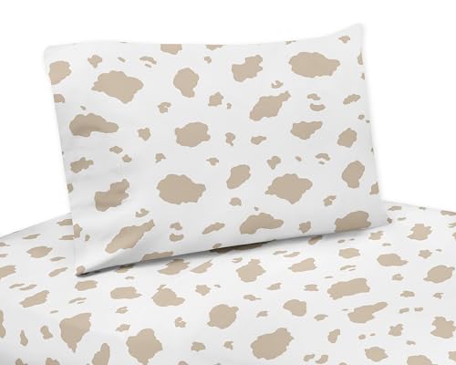 Image of Sweet Jojo Designs Western Cowboy Boy Toddler Bedding Set Kid Children 5p Bed in a Bag Comforter Blanket Pillowcase Sham Sheets Wild West Cow Print Southern Charm Country South Horse Steer Farm Animal