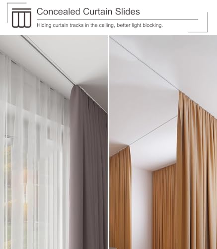Kit de tringle à rideau de plafond en aluminium, design caché intégré, solution occultante pour salon/chambre à coucher, support élégant dissimulé pour décoration d'intérieur