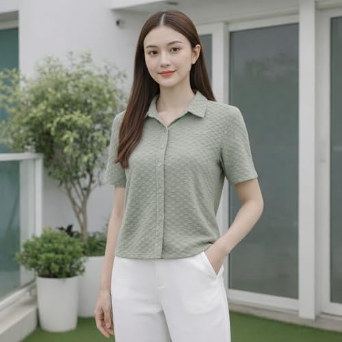 Image of Zilcon Bricks Womens Fashion Crop top for Woman Casual Short Sleeve Shirts for Woman | Women Fashion | Formal Shirts for Women