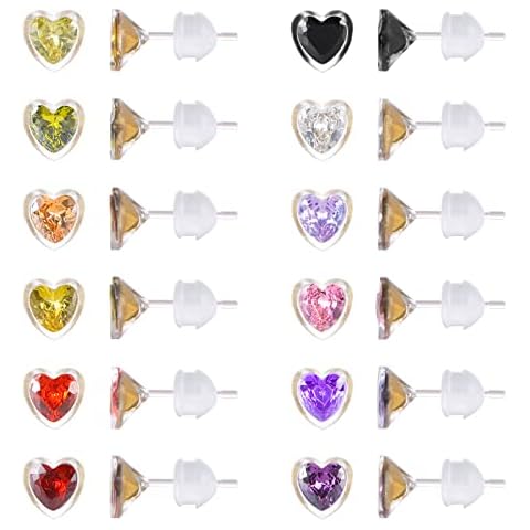 12 Pairs Heart Plastic Stud Earrings Cover