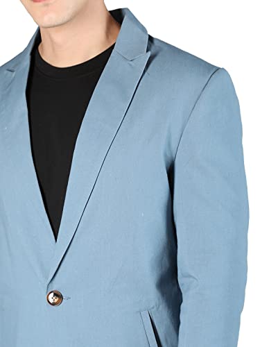 Image of CHKOKKO Men Solid Slim Fit Notched Lapel Single Breasted Formal Blazer