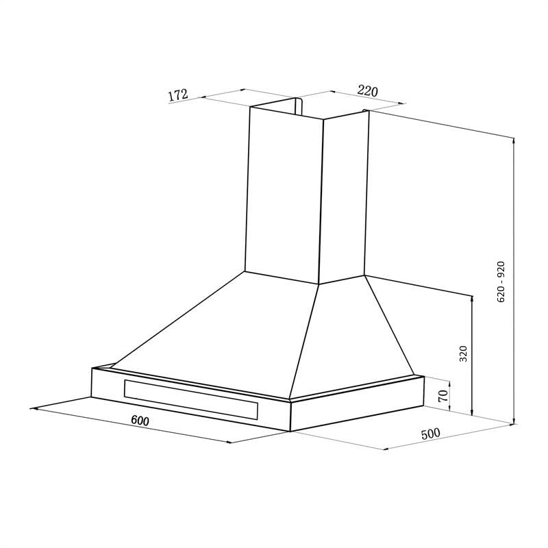 Klarstein Zelda - Hotte aspirante, Extracteur de fumée, Montage mural, Éclairage LED, 210W, Aspiration 650 m³/h, Panneau tactile, Acier inox, Efficacité énergétique B, Minuterie, 60 cm, Argent