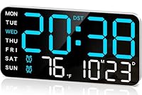 MASHI 8.4''Large Digital Wall Clock, Led Alarm Clock with Big Digits, Date, Temperature, DST, Modern Decor Design for Desk,5-Level Brightness for Room, Bedroom, Gift, Yougster and Elderly