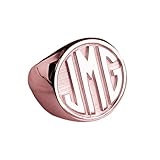 Elefezar Personalized Monogram Initial Ring 925 Silver Signet Chevalier Ring Custom Letter Rings Rose Gold