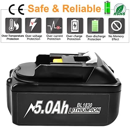 BL1850B for Makita 18V Battery 5.0Ah Li-ion Replacement Battery for Makita 18V BL1860 BL1855 BL1850B BL1850 BL1840B BL1835 BL1830 BL1815 LXT-400 194204-5 194205-3 Tool Battery with LED Indicator