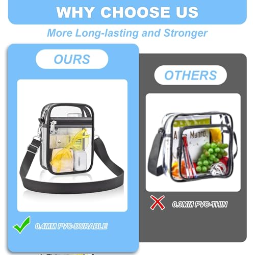 Image of Clear Bag for Stadium Events - Sports Messanger Bag Small Mini Clear Purse for Fan, Concert, Work, Travel