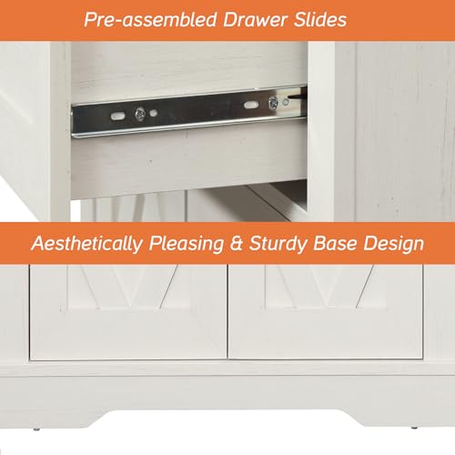 Image of WAMPAT Farmhouse Entertainment Center with Bookshelves for 65 inch TV