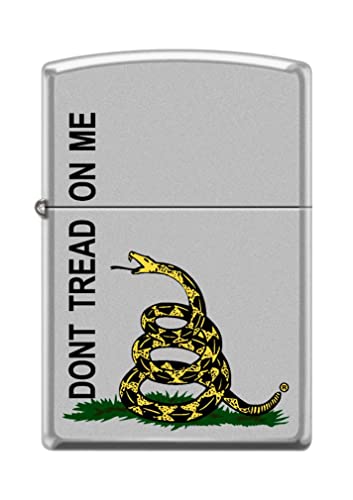 Zippo Lighter- Dont Tread On Me Snake Satin Chrome Windproof Lighter #Z5210