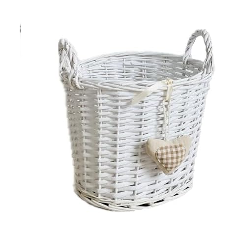 Topfurnishing Oval White Wicker Storage Basket Cover