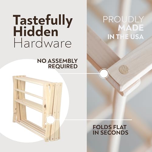 Image of Pennsylvania Woodworks Premium American Maple Clothes Drying Rack - Handcrafted in Pennsylvania - Solid Wood Construction, Collapsible, Eco-Friendly Laundry Solution (Large)