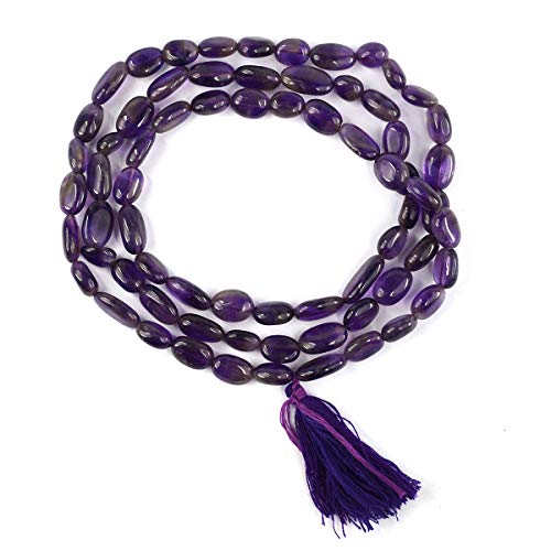 Image of Natural Oval Crystal Beads Mala Necklace Collection for Men & Women, Reiki Energized Gemstone Jewellery for Meditation, Mindful Living, Spiritual Decor & Everyday Fashion Styling