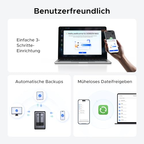 UGREEN NASync DXP2800 2-Bay NAS Server, Intel N100 Quad-Core, 8GB DDR5, 2,5GbE LAN, 2×M.2 NVMe-Steckplätze, 4K HDMI, Kompatibel mit Drittanbieter NAS Festplatten/HDD für Heim & Büro (Diskless) – Bild 5