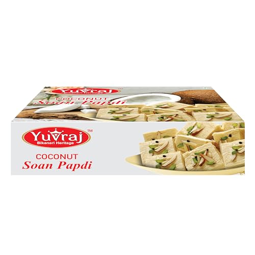 Image of Yuvraj sweets Coconut Flavoured Soan papadi (patisa) sweets (200 Gm X 2) pack