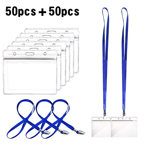 YLX Tarjeta Identificativa, Tarjetero Transparentes Impermeable Etiqueta De Identificación Horizontales de Plástico Resistente con Grip Seal...