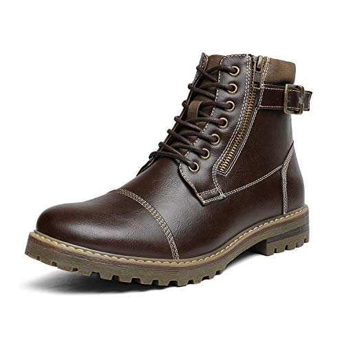 Bruno Marc Men's Engle-05 Dark Brown Motorcycle Combat Oxford Boots Size 10 M