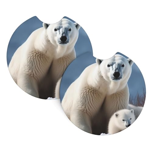 2 Posavasos para Porta Vasos de Auto con Diseño Oso Polar miniatura 7