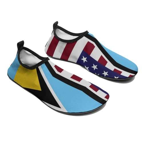 USA and Saint Lucia Flag Lightweight Water Shoes Socks Non Slip Shoes for Women Men Beach Swim River4