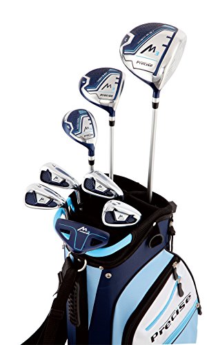 Precise M3 Ladies Womens Complete Golf Clubs Set Includes Driver, Fairway, Hybrid, 7-Pw Irons, Putter, Stand Bag, 3 H/C's Blue - Regular Or Petite Size! (Petite Size -1", Right Handed) #TOP1