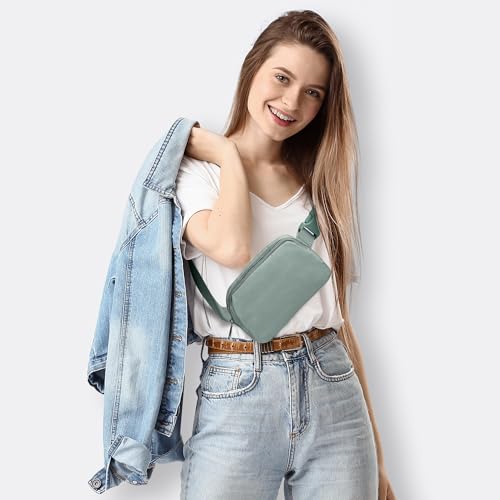 Image of JSJ Mini Fanny Pack for Women & Men,Valentines Day Gifts for Girls Teens Kids Daughter Sister Her,Trendy Stuff Crossbody Bags Cute Everywhere Belt Bags. (Sage Gray)