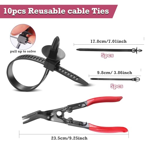 Image of Car Retainer Clips & Fasteners Kit - 33 Universal Sizes Nylon Bumper, Fender Rivets, Door Panel Clips, and Plastic Rivets with 10 Cable Ties and Removal Tool for Toyota, Ford (2080pcs)